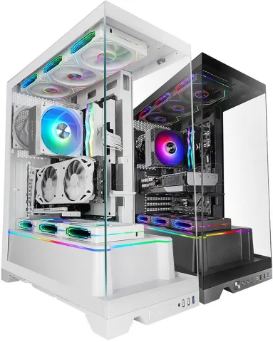Photo de Boitier Moyen Tour ATX Mars Gaming MC-Prisma avec panneaux vitrés (Blanc)