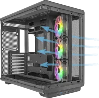 Photo de Boitier Moyen Tour ATX Mars Gaming MC-REV RGB avec panneaux vitrés (Noir)