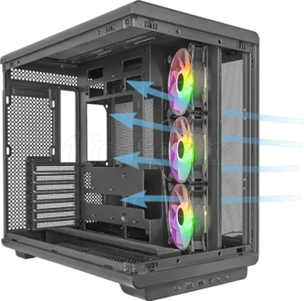 Photo de Boitier Moyen Tour ATX Mars Gaming MC-REV RGB avec panneaux vitrés (Noir)