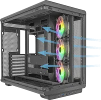 Photo de Boitier Moyen Tour ATX Mars Gaming MC-REV RGB avec panneaux vitrés (Noir)