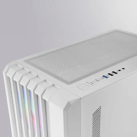Photo de Boitier Moyen Tour ATX Mars Gaming MC-Vault RGB avec panneau vitré (Blanc)