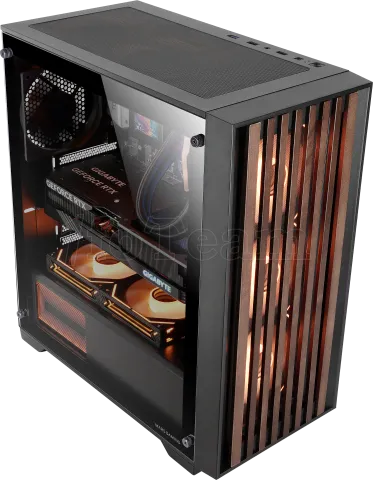Photo de Boitier Moyen Tour ATX Mars Gaming MC-Wood avec panneau vitré (Noir/Transparent)