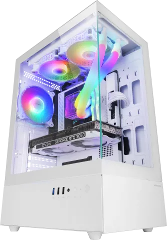 Photo de Boitier Moyen Tour ATX Mars Gaming MC-XO RGB avec panneaux vitrés (Blanc)