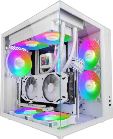 Photo de Boitier Moyen Tour ATX Mars Gaming MCV-One avec panneaux vitrés (Blanc)