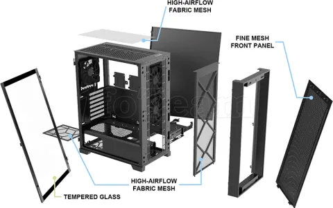 Photo de Boitier Moyen Tour ATX Montech Air 1000 Lite avec panneau vitré (Noir)