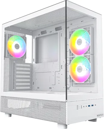 Photo de Boitier Moyen Tour ATX Montech XR RGB avec panneaux vitrés (Blanc)
