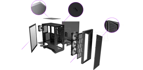 Photo de Boitier Moyen Tour ATX MSI MPG Gungnir 111R RGB avec panneaux vitrés (Noir)