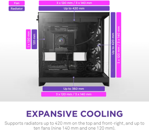 Photo de Boitier Moyen Tour ATX NZXT H9 Flow avec panneaux vitrés (Noir)