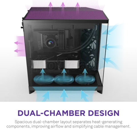 Photo de Boitier Moyen Tour ATX NZXT H9 Flow avec panneaux vitrés (Noir)