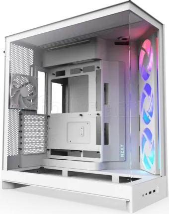 Photo de Boitier Moyen Tour ATX NZXT H9 Flow RGB avec panneaux vitrés (Blanc)
