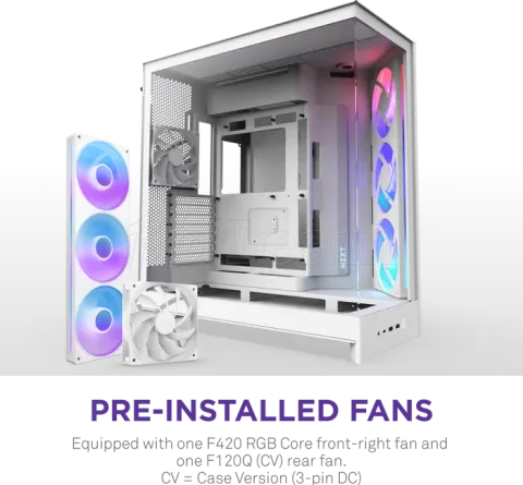 Photo de Boitier Moyen Tour ATX NZXT H9 Flow RGB avec panneaux vitrés (Blanc)