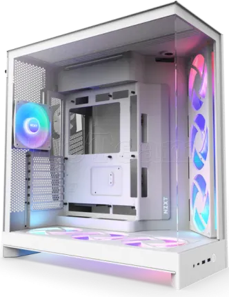 Photo de Boitier Moyen Tour ATX NZXT H9 Flow+ RGB avec panneaux vitrés (Blanc)