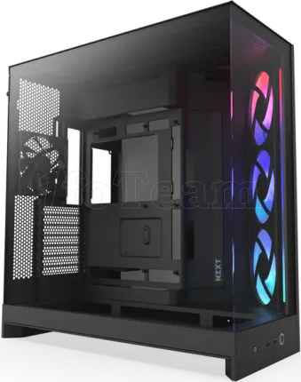 Photo de Boitier Moyen Tour ATX NZXT H9 Flow RGB avec panneaux vitrés (Noir)