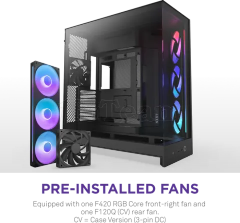 Photo de Boitier Moyen Tour ATX NZXT H9 Flow RGB avec panneaux vitrés (Noir)
