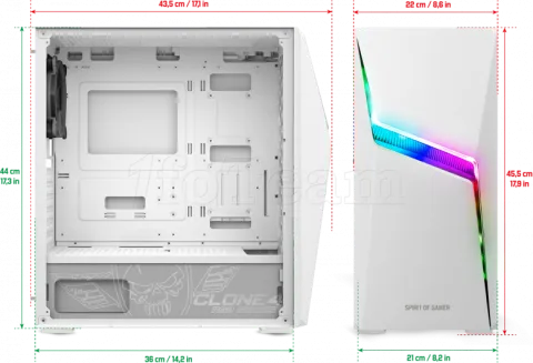 Photo de Boitier Moyen Tour ATX Spirit of Gamer Clone 4 RGB avec panneau vitré (Blanc)