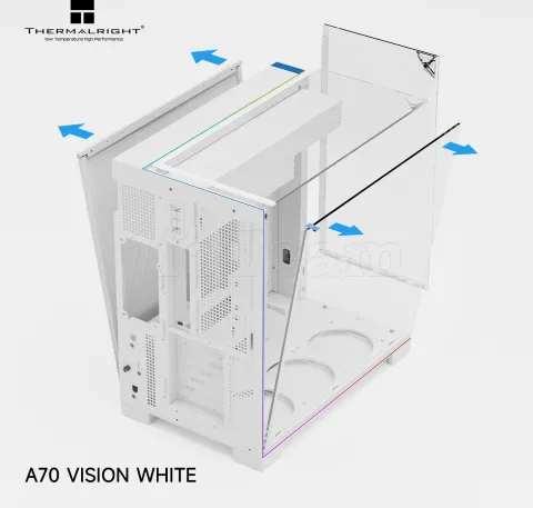 Photo de Boitier Moyen Tour ATX Thermalright A70 Vision RGB avec panneaux vitrés (Blanc)