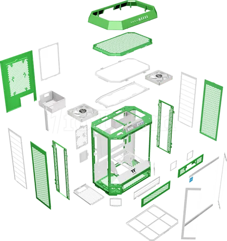Photo de Boitier Moyen Tour ATX Thermaltake The Tower 600 avec panneaux vitrés (Vert/Blanc)
