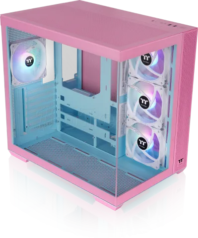Photo de Boitier Moyen Tour ATX Thermaltake View 380 TG RGB avec panneaux vitrés (Rose/Bleu)