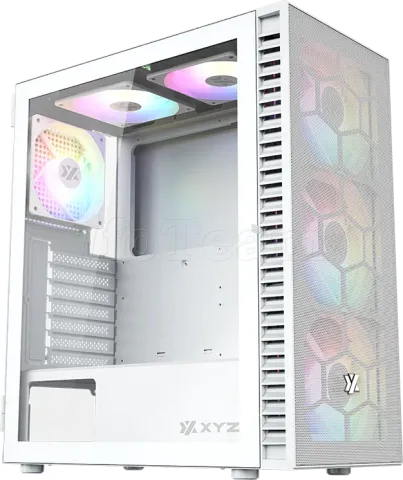 Photo de Boitier Moyen Tour ATX XYZ AIRONE 100 MESH RGB avec panneau vitré (Blanc)
