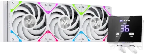 Photo de Boitier Moyen Tour ATX XYZ Trifecta Hydrotemp RGB avec panneaux vitrés (Blanc) avec Watercooling