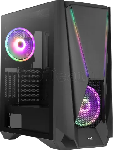 Photo de Boitier Moyen Tour E-ATX AeroCool Visor RGB avec panneau vitré (Noir)