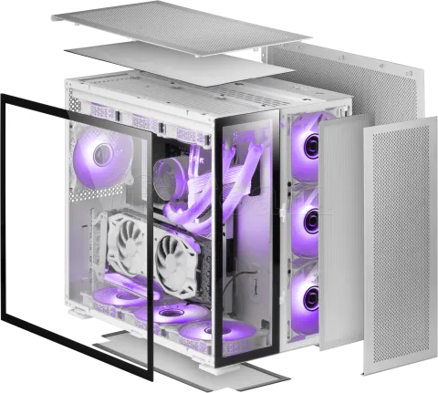 Photo de Boitier Moyen Tour E-ATX Mars Gaming MC-Nova avec panneaux vitrés (Blanc/Noir)