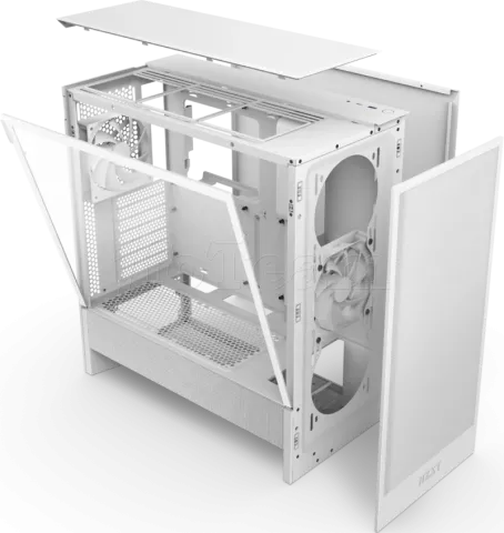 Photo de Boitier Moyen Tour E-ATX NZXT H5 Flow avec panneau vitré (Blanc)
