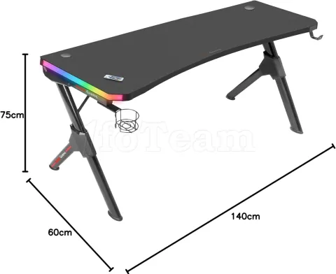 Photo de Bureau Gamer Mars Gaming MGD-X RGB - 140cm (Noir)
