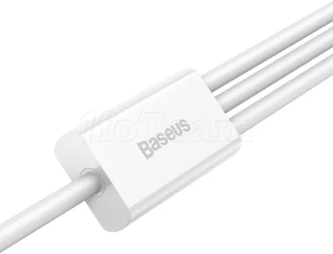 Photo de Cable 3 en 1 Baseus Superior USB 2.0 type A vers Micro USB, Type C & Lightning M/M 1,5m (Blanc)