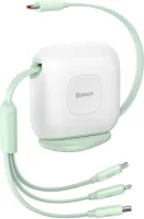 Photo de Câble 3en1 rétractable Baseus Traction USB 2.0 type C vers Micro USB, Type C & Lightning M/M 1,1m (Vert/Blanc)