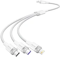 Photo de Cable 3en1 Vention USB-A 2.0 vers Micro USB, USB-C & Lightning M/M 1.5m (Blanc)