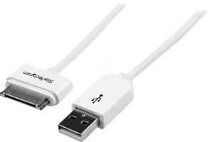 Photo de Câble adaptateur Apple Dock 30 broches StarTech vers USB 2.0 (Type A) 1m (Blanc)