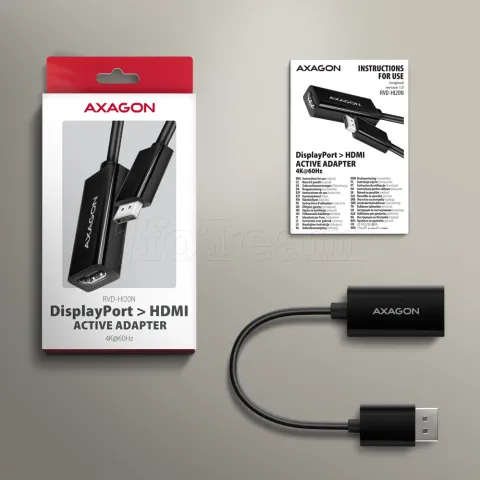 Photo de Câble adaptateur Axagon RVD-HI20N DisplayPort 1.2 mâle vers HDMI 2.0 femelle (Type A) 15cm (Noir)