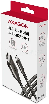 Photo de Câble Adaptateur Axagon USB-C vers HDMI 2.0a 1,8m MM (Noir)