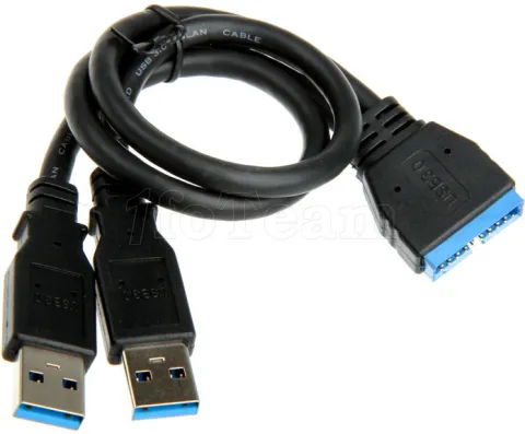 Photo de Cable adaptateur BitFenix USB 3.0 (20 broches) vers 2 ports USB 3.0 - 16cm