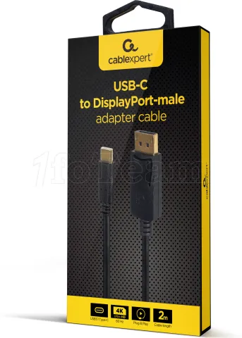 Photo de Cable adaptateur CableXpert USB-C vers DisplayPort 2m M/M (Noir)