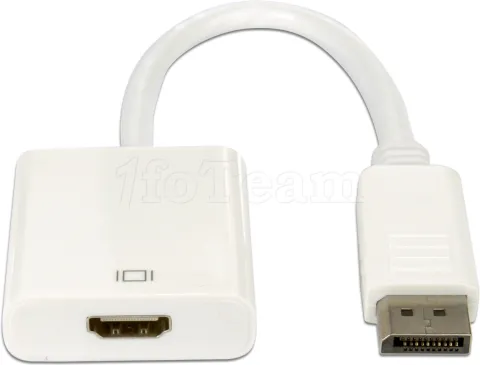 Photo de Câble adaptateur Connectland DisplayPort mâle 1.1 vers HDMI femelle (Type A) 10cm (Blanc)