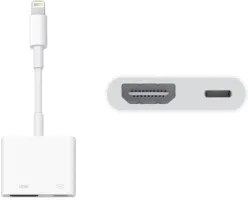 Photo de Câble adaptateur DLH Lightning mâle 1.2 vers HDMI femelle (Type A) et Lightning femelle 10cm (Blanc)