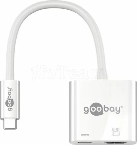 Photo de Cable adaptateur Goobay USB type C mâle vers HDMI femelle (Type A) et USB Type C 15cm (Blanc)