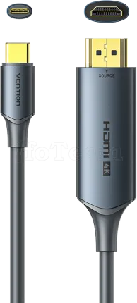 Photo de Cable Adaptateur HDMI 4K mâle Vention vers USB-C 1.5m (Gris)