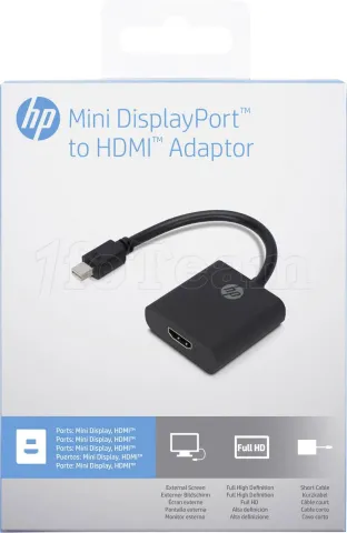 Photo de Câble adaptateur HP Mini DisplayPort mâle 1.4 vers HDMI femelle (Type A) 13cm (Noir)