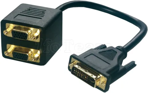 Photo de Câble adaptateur MCL-Samar DVI-I mâle vers 2x VGA femelle (D-sub DE-15) 30cm (Noir)