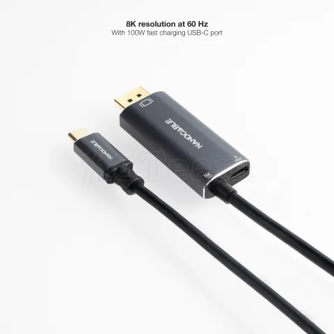 Photo de Cable adaptateur Nanocable USB-C vers DisplayPort 1.8m (Noir)