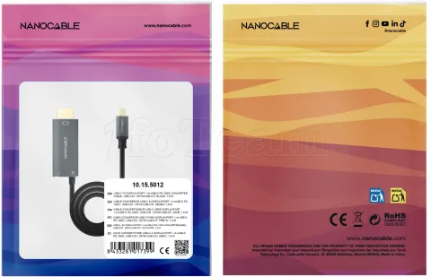 Photo de Cable adaptateur Nanocable USB-C vers DisplayPort 1.8m (Noir)