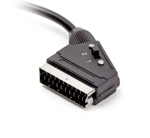 Photo de Cable adaptateur Péritel Mâle D2 Diffusion vers RCA Mâle 1,5m (Noir)