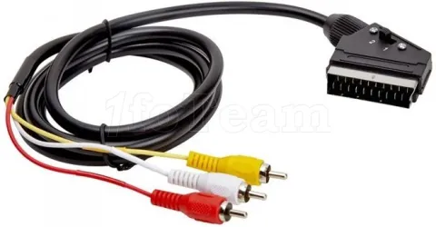 Photo de Cable adaptateur Péritel Mâle D2 Diffusion vers RCA Mâle 1,5m (Noir)