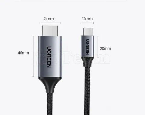Photo de Cable adaptateur uGreen USB type C vers HDMI 1,5m (Noir/Gris)