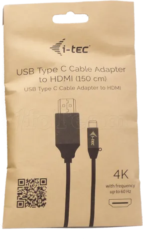 Photo de Cable Adaptateur USB-C I-Tec vers HDMI 1,5m M/M (Noir)