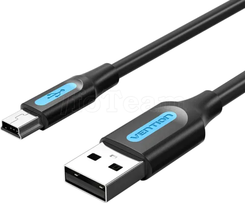 Photo de Cable Adaptateur Vention USB 2.0 mâle vers Mini USB-B mâle 3m (Noir)