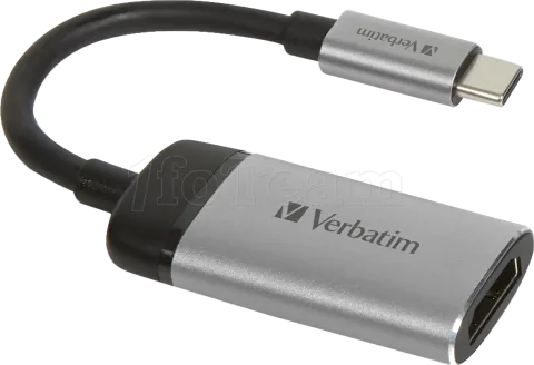 Photo de Cable Adaptateur Verbatim USB type C vers HDMI 2.0 10cm (Argent)